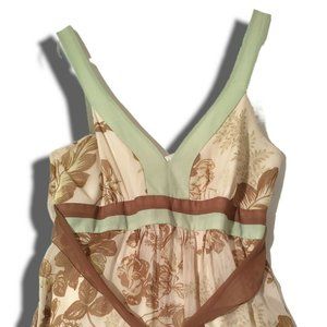 Johnathan Martin Womens Dress Sz 10 Petite Green Sheer Sleeveless Floral Chiffon